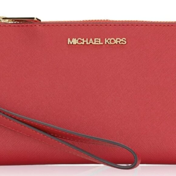 Michael Kors NWT Jet Set Travel Large Leather Wallet -  Bright Red - Picture 5 of 10